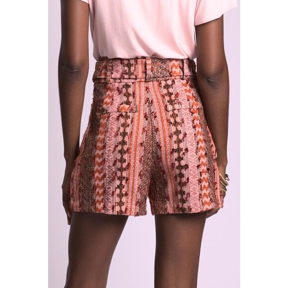 Anthropologie Eva Franco Mila Textured High Waisted Shorts Macedonia Size 8 - Picture 3 of 11